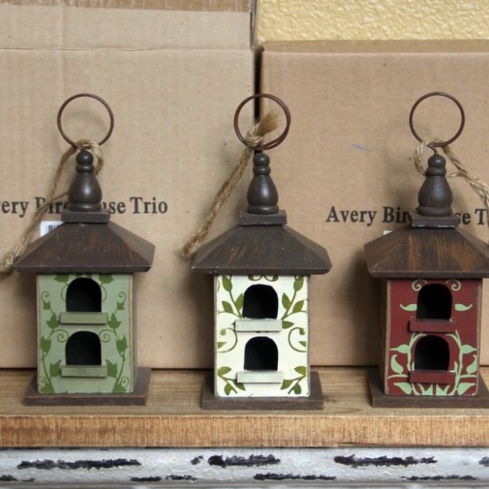 SL@H Willow House Avery Birdhouse Trio Ornaments Place Card Holder or Decor